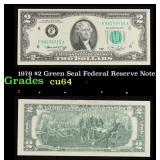 1976 $2 Green Seal Federal Reserve Note Grades Cho