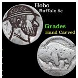 Hobo Buffalo Nickel 5c Grades Hand Carved