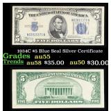 1934C $5 Blue Seal Silver Certificate Grades Choic