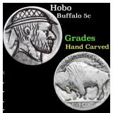 Hobo Buffalo Nickel 5c Grades Hand Carved