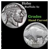 Hobo Buffalo Nickel 5c Grades Hand Carved