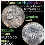 2004-p Peace Medal Jefferson Nickel Near Top Pop!