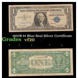 1957B $1 Blue Seal Silver Certificate Grades vf, v