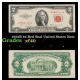 1953B $2 Red Seal United States Note Grades xf