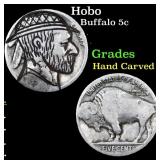 Hobo Buffalo Nickel 5c Grades Hand Carved