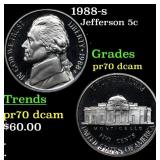 1988-s Proof Jefferson Nickel 5c pr70 dcam SEGS