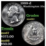 1989-d Washington Quarter 25c Grades GEM++ Unc