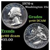 1976-s Proof Washington Quarter 25c Grades GEM++ P