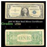 1957 $1 Blue Seal Silver Certificate Grades vf++