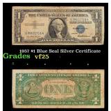 1957 $1 Blue Seal Silver Certificate Grades vf+