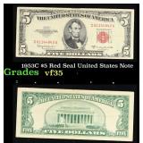 1953C $5 Red Seal United States Note Grades vf++