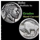 Hobo Buffalo Nickel 5c Grades Hand Carved