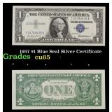 1957 $1 Blue Seal Silver Certificate Grades Gem CU