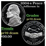 2004-s Peace Medal Proof Jefferson Nickel 5c pr70