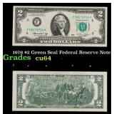 1976 $2 Green Seal Federal Reserve Note Grades Cho