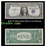 1957 $1 Blue Seal Silver Certificate Grades Gem CU