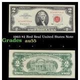 1963 $2 Red Seal United States Note Grades Choice