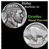 Hobo Buffalo Nickel 5c Grades Hand Carved