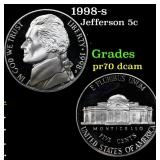 1998-s Proof Jefferson Nickel 5c Grades GEM++ Proo