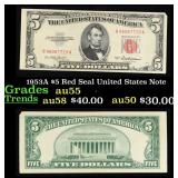 1953A $5 Red Seal United States Note Grades Choice