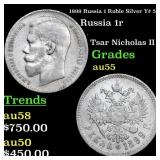 1899 Russia 1 Ruble Silver Y# 59.1 Grades Choice A