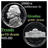 1990-s Proof Jefferson Nickel 5c Grades GEM++ Proo