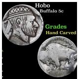 Hobo Buffalo Nickel 5c Grades Hand Carved