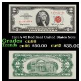 1963A $2 Red Seal United States Note Grades Gem+ C