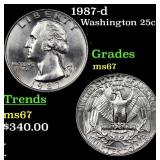 1987-d Washington Quarter 25c Grades GEM++ Unc