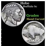 Hobo Buffalo Nickel 5c Grades Hand Carved