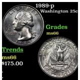 1989-p Washington Quarter 25c Grades GEM+ Unc