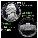 1982-s Proof Jefferson Nickel 5c pr70 dcam SEGS