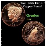 1oz .999 Fine Copper Bullion Round - Peace Dollar