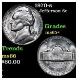 1970-s Jefferson Nickel 5c Grades GEM+ Unc