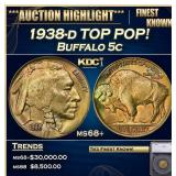 *Highlight* 1938-d Buffalo Nickel TOP POP! 5c ms68