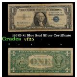 1957B $1 Blue Seal Silver Certificate Grades vf+