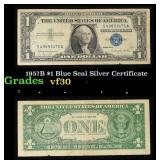 1957B $1 Blue Seal Silver Certificate Grades vf++