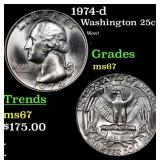 1974-d Washington Quarter 25c Grades GEM++ Unc