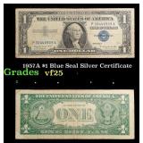 1957A $1 Blue Seal Silver Certificate Grades vf+