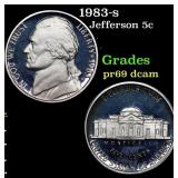 1983-s Proof Jefferson Nickel 5c Grades GEM++ Proo