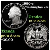 1990-s Proof Washington Quarter 25c Grades GEM++ P