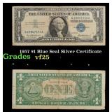 1957 $1 Blue Seal Silver Certificate Grades vf+