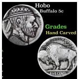 Hobo Buffalo Nickel 5c Grades Hand Carved