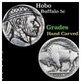 Hobo Buffalo Nickel 5c Grades Hand Carved