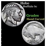 Hobo Buffalo Nickel 5c Grades Hand Carved