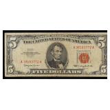 1963 $5 Red Seal United States Note Grades vf++