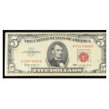 1963 $5 Red Seal United States Note Grades vf++