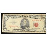 1963 $5 Red Seal United States Note Grades vf++