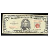 1963 $5 Red Seal United States Note Grades xf