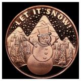 1oz .999 Fine Copper Bullion Round - Let it Snow S